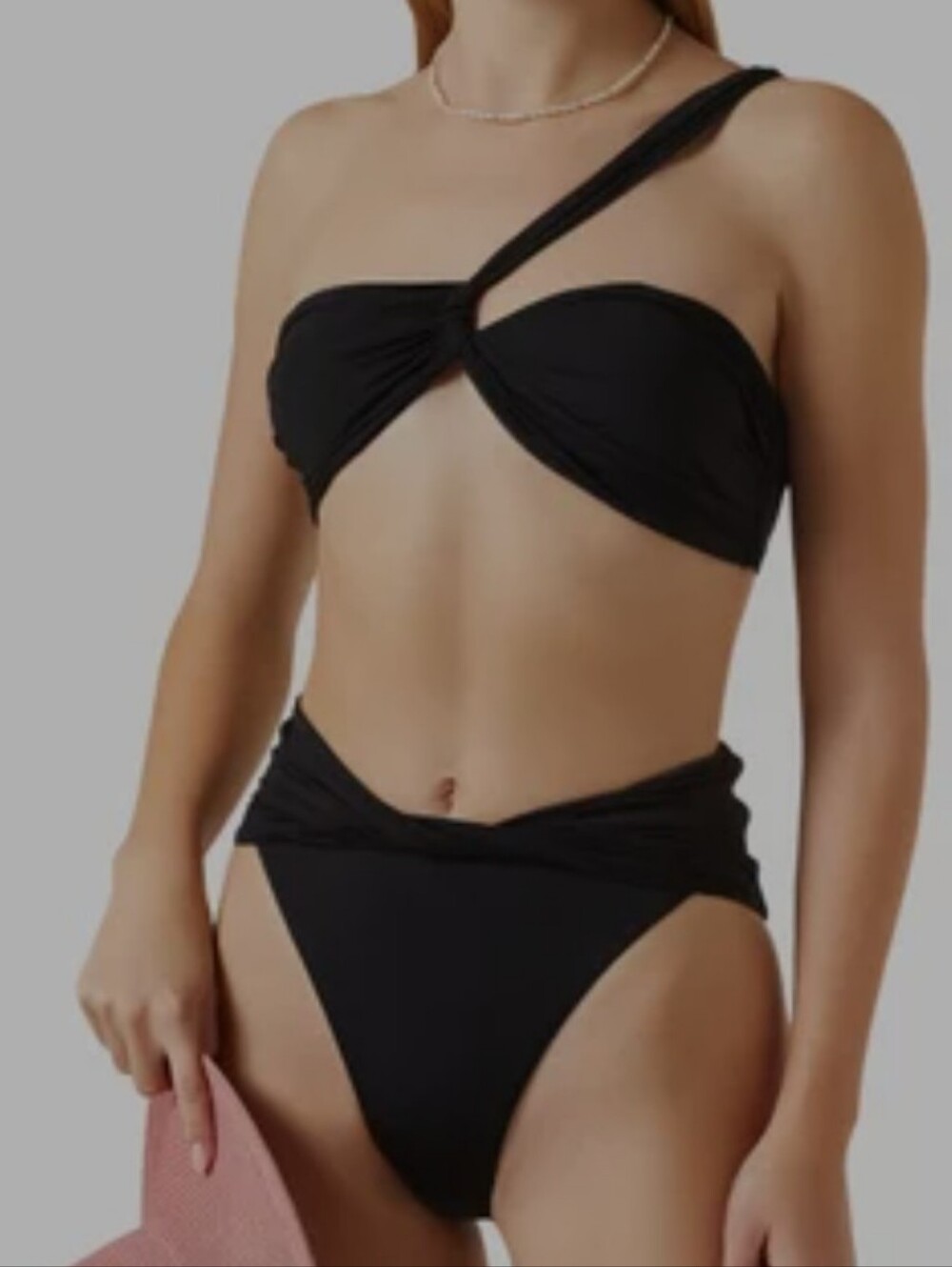 Agua Bendita Black One-Shoulder Bikini Top
